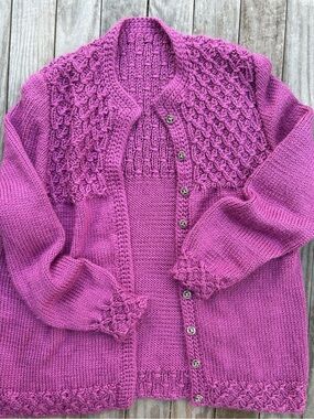 Women's Pink Knit Button-Front Sweater Cardigan